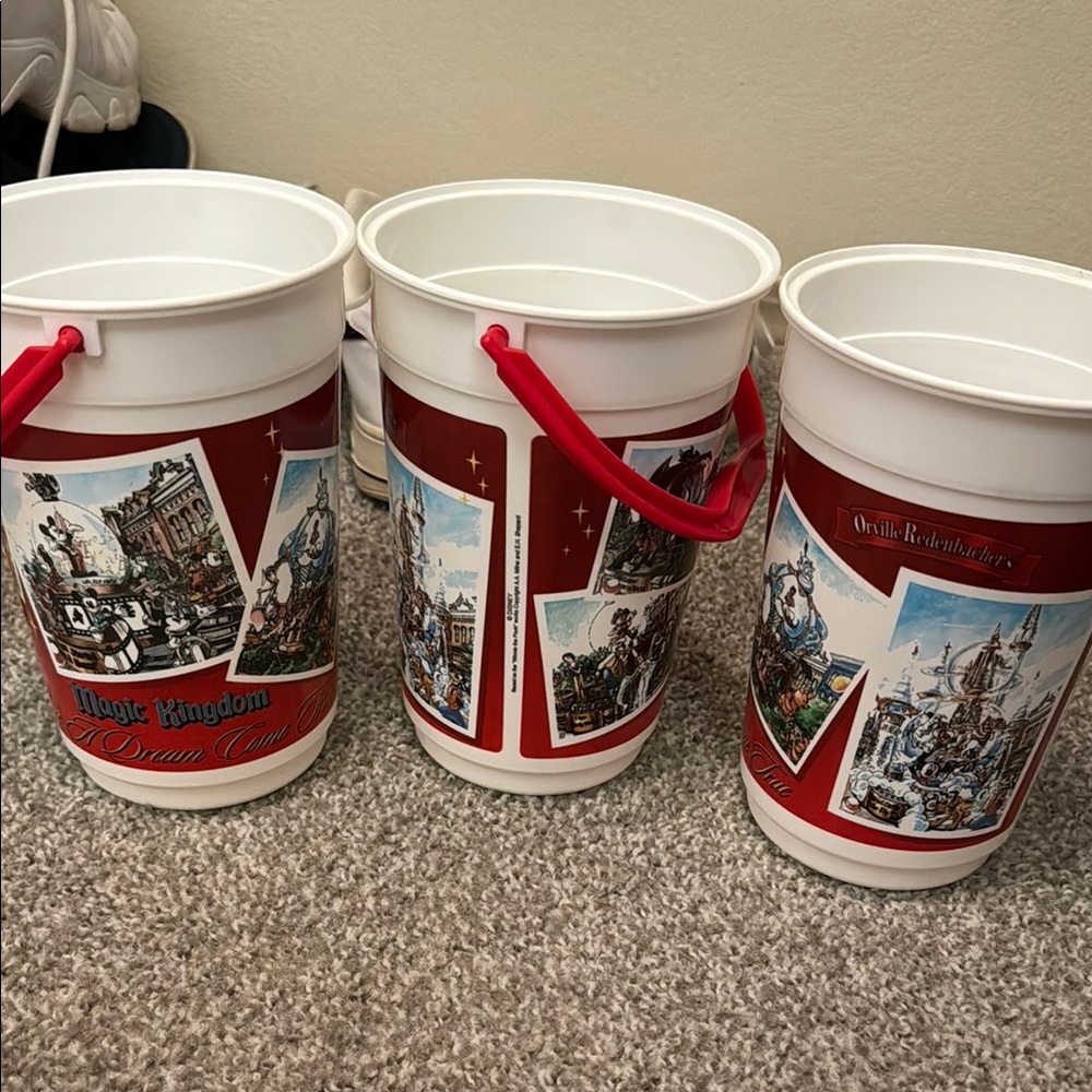 Disney Popcorn Buckets 92/93 with Red Handles